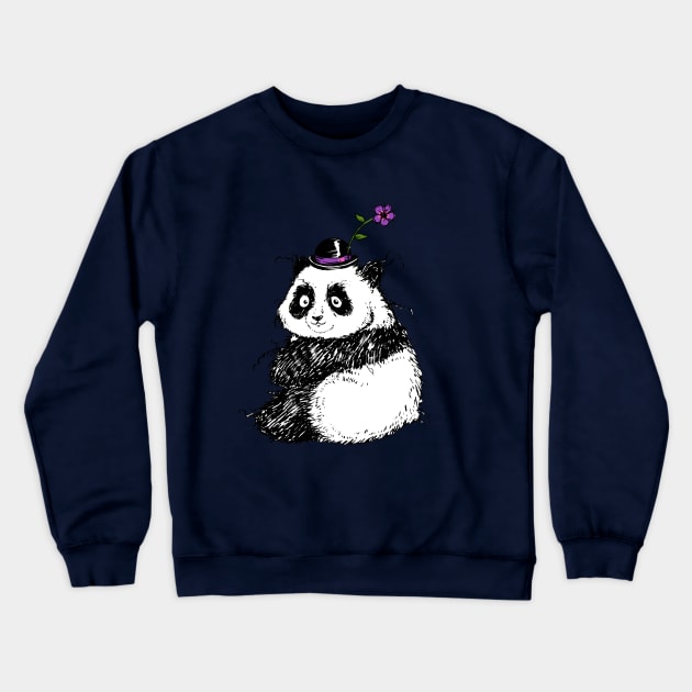 Plump Little Panda with an Adorable Hat Crewneck Sweatshirt by obillwon